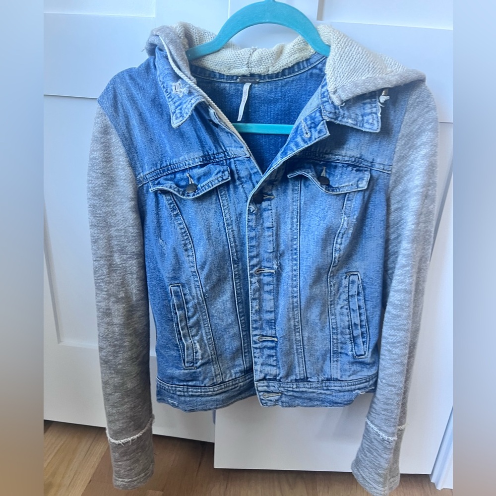 Free People Blue Denim with Cream Trim